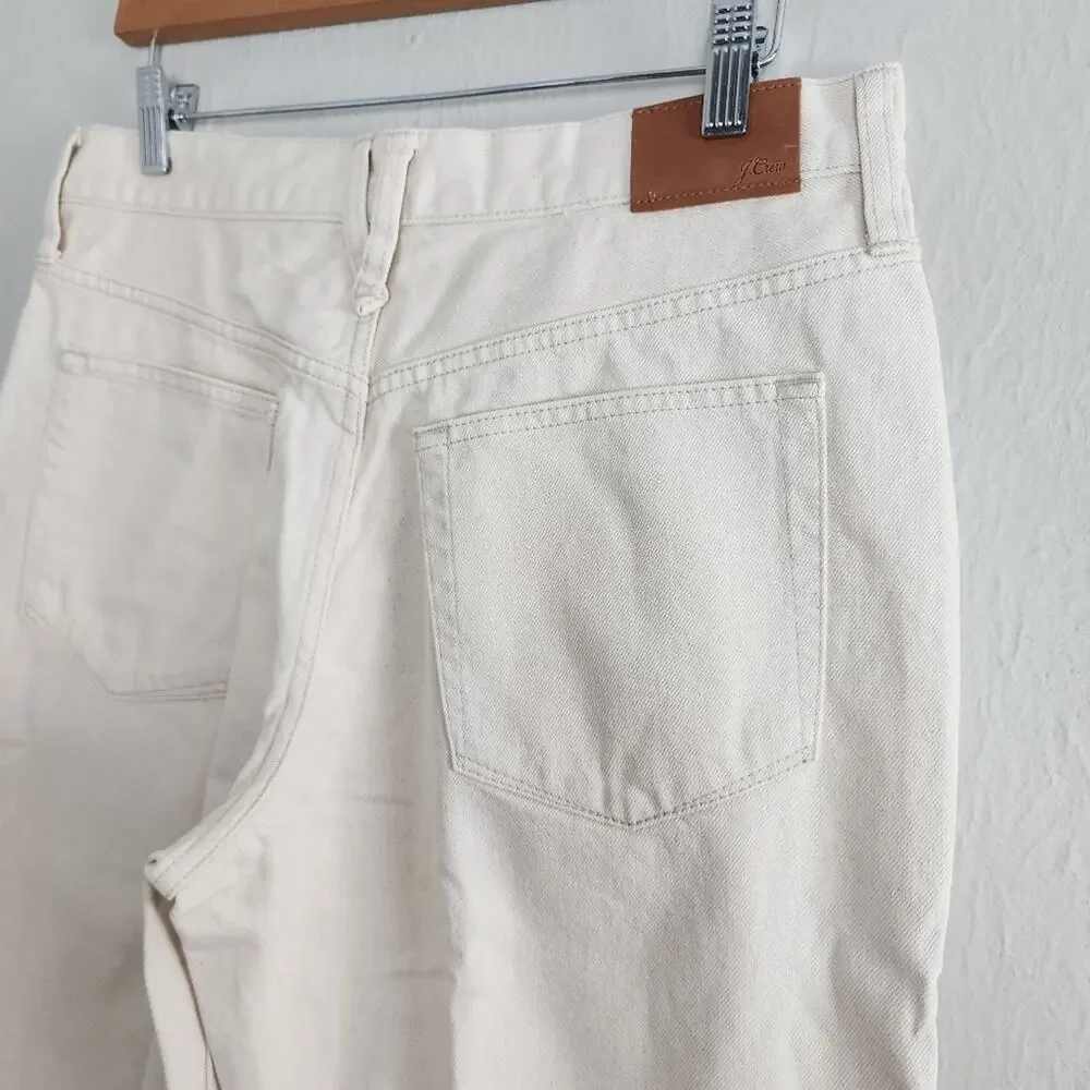 J. Crew Slouchy Boyfriend High Waisted Jean Ecru White Rigid Denim NWT 28